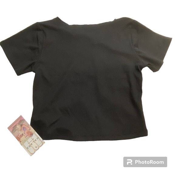 HALARA NWT Short Sleeve Crisscross Cut Out Cropped Yoga Sports Top Black Size M - Picture 6 of 10